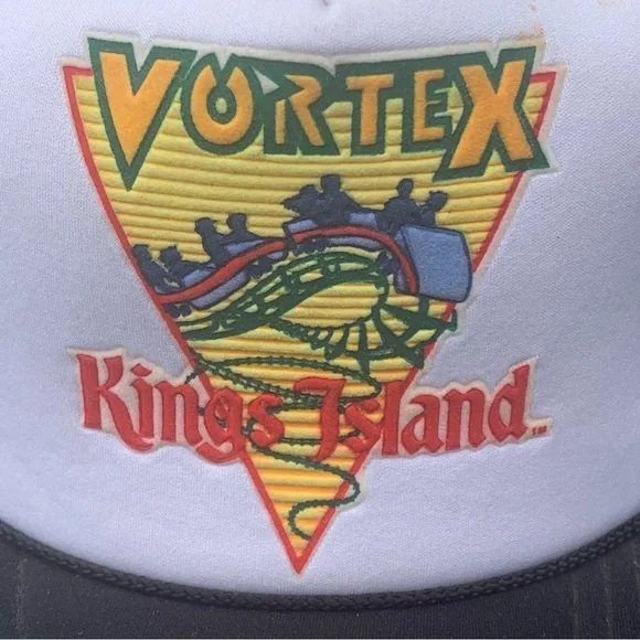 Vintage Kings Island Vortex Roller Coaster Hat Mesh Trucker SnapBack Amusement